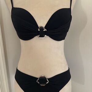 Gottex Black Bikini with Silver Accents
